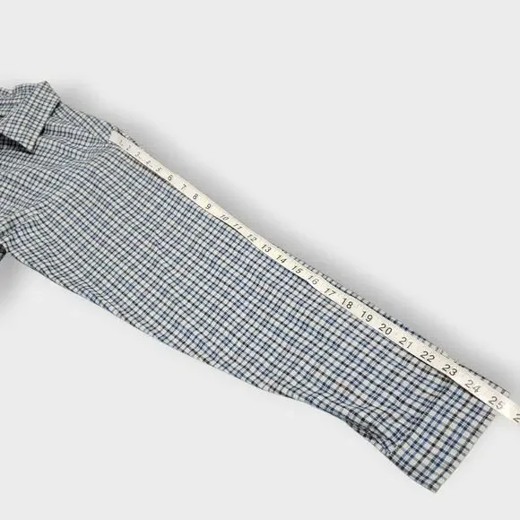 Patagonia‎ Mens Organic Cotton Knit Button Up Shirt Sz Med Blue Check Plaid - Picture 10 of 12